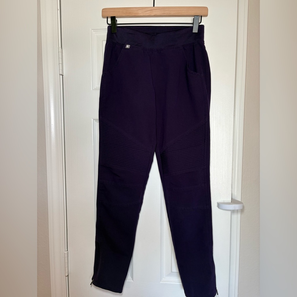 FIGS Yola Moto Skinny Scrub Pants Purple XXS – Ribbed Knee Panels‎ & Ankle Zips